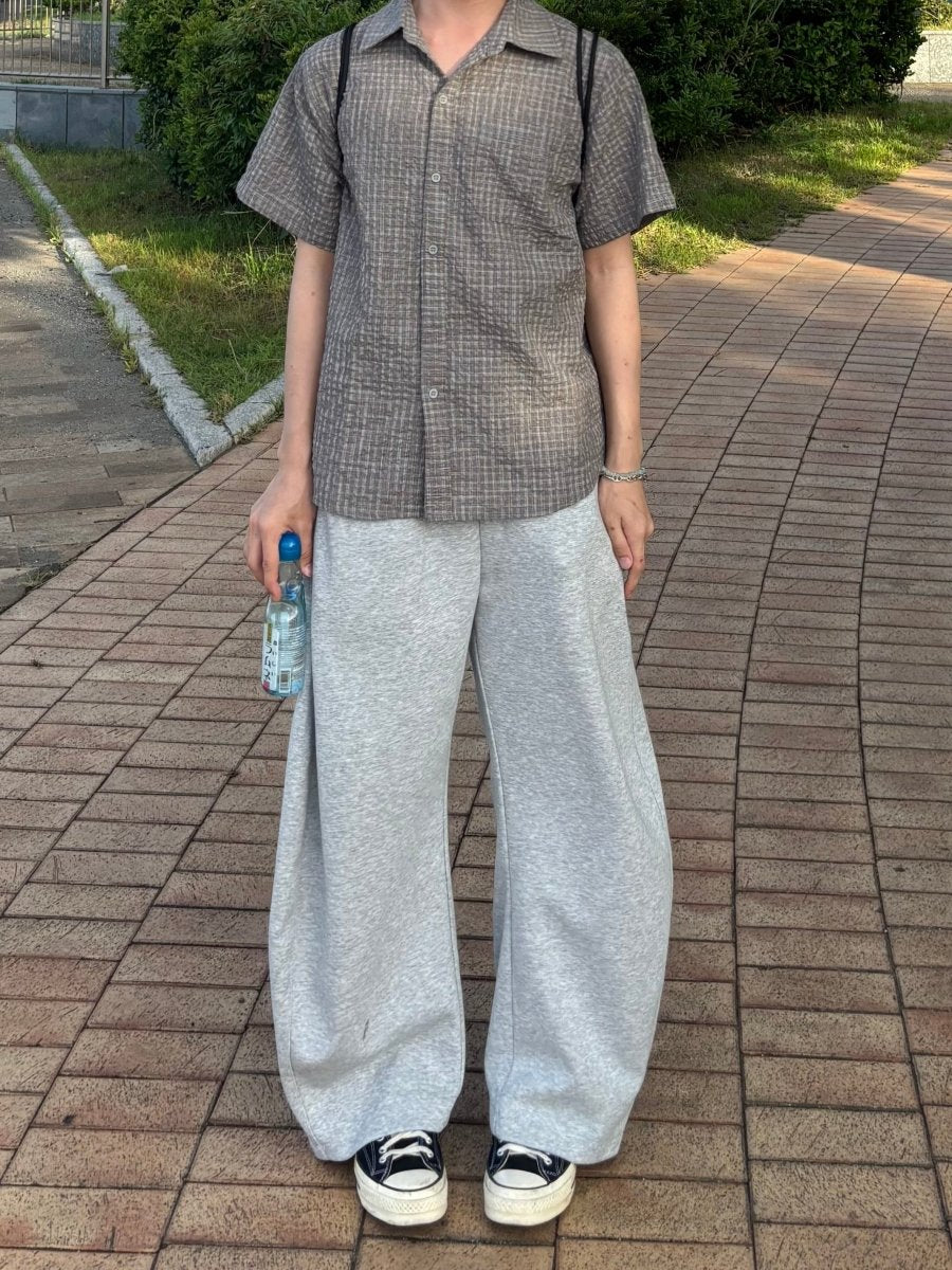 涼しいシアーサッカーチェックシャツ