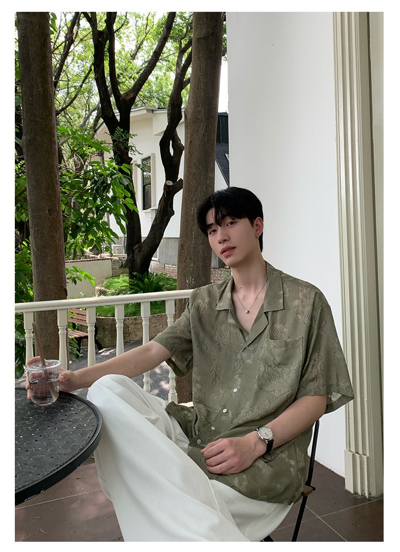 ローズプリントシャツ メンズ 半袖｜Rose Print SHIRT